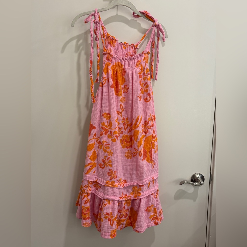 Free People Fleur Printed Tunic πΈ Petal Combo LG Boho Floral Ruffle Hem - Picture 14 of 16